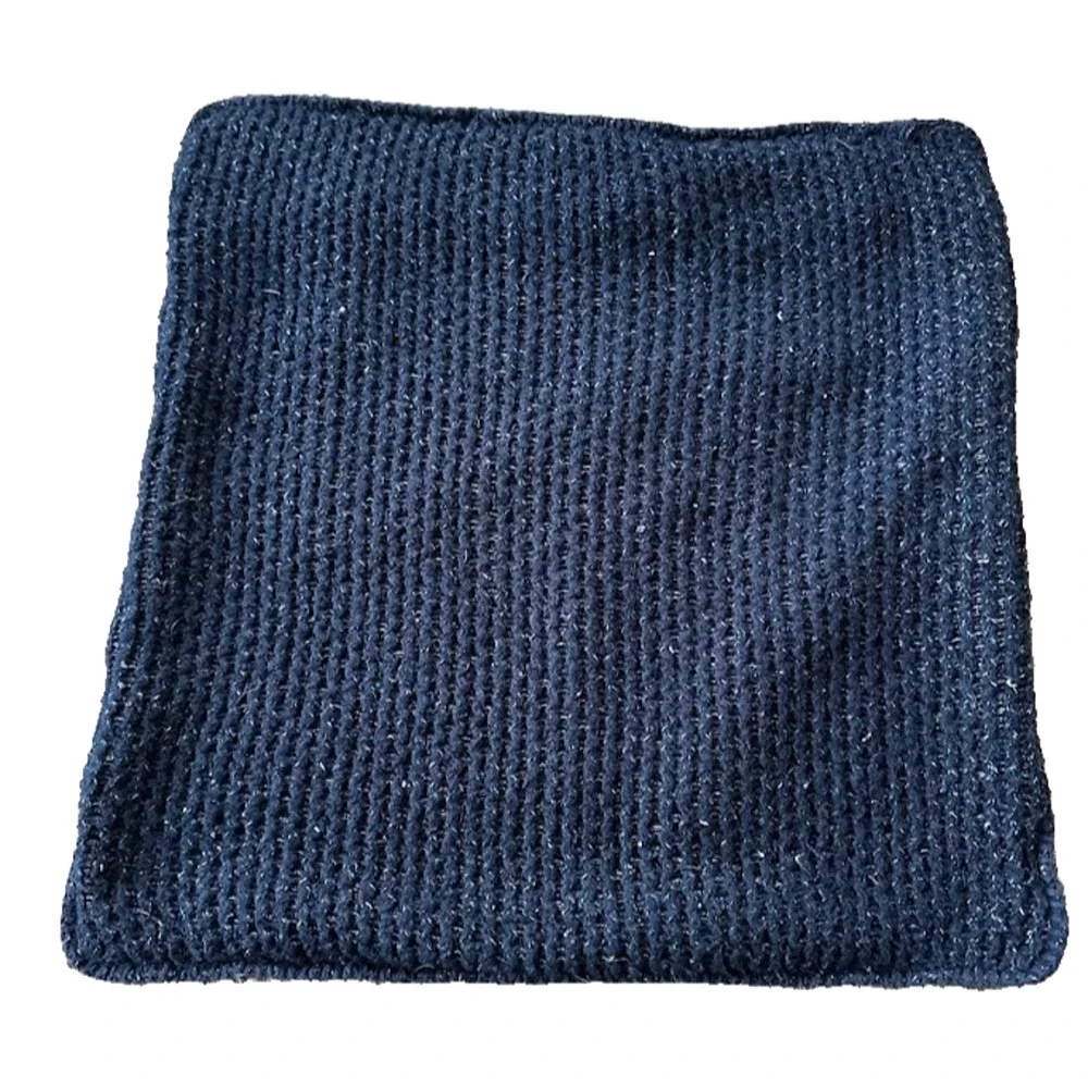 Pottery‎ Barn 24x24” Accent Pillow Cover Sham Chunky Waffle Knit Blue Zipper